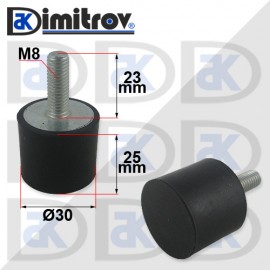Антивибрационен тампон М 8 х Ø 30 х 25 mm